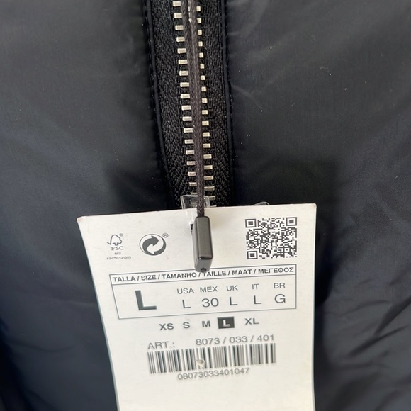 New! Zara basic navy puffer zippered and buttoned snow hoodie jacket. - Picture 5 of 15